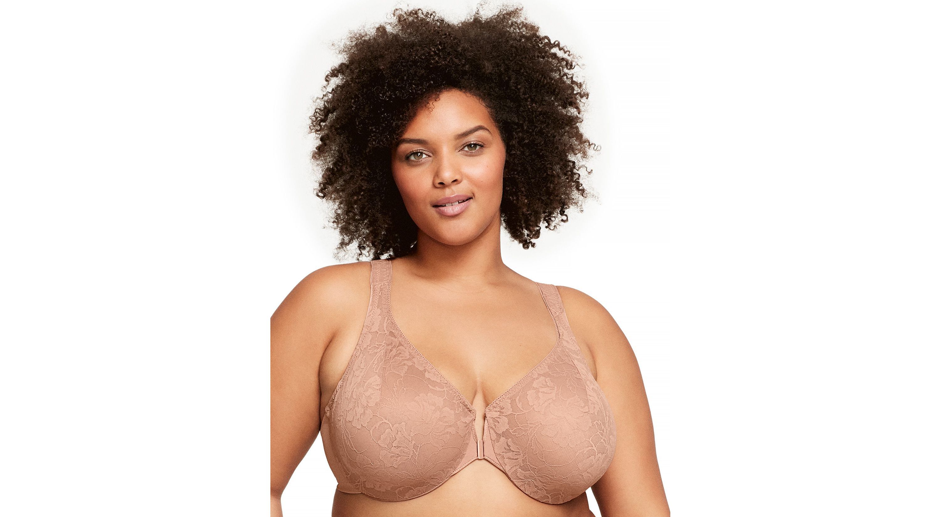 Full Figure Plus Size Lacey T-Back Front-Closure WonderWire Bra Underwire  #9246