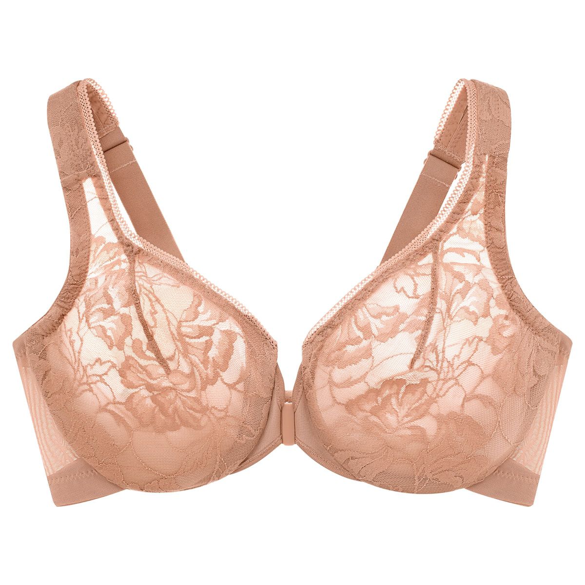 Full Figure Plus Size Lacey T-Back Front-Closure WonderWire Bra Underwire  #9246