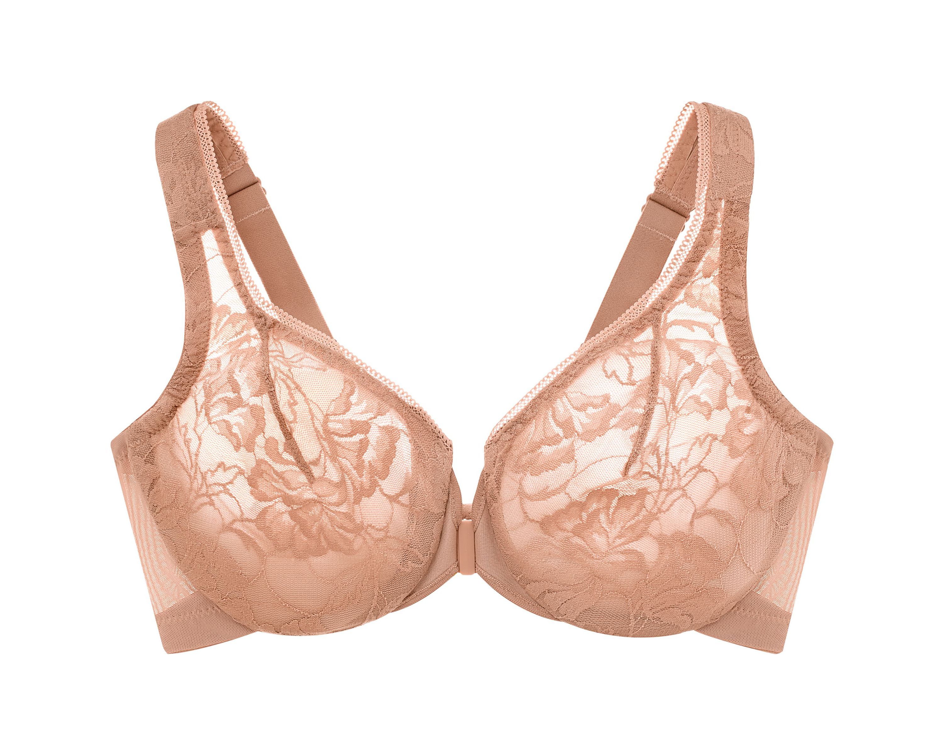 Full Figure Plus Size Lacey T-Back Front-Closure WonderWire Bra Underwire  #9246