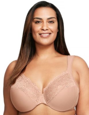 Glamorise® Full Figure Plus Size Low Cut WonderWire Lace Bra Underwire #1240 | belk