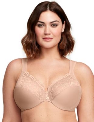 Glamorise Women's Full Figure Plus Size Low Cut WonderWire Lace Bra Underwire #1240 -  0889902079099