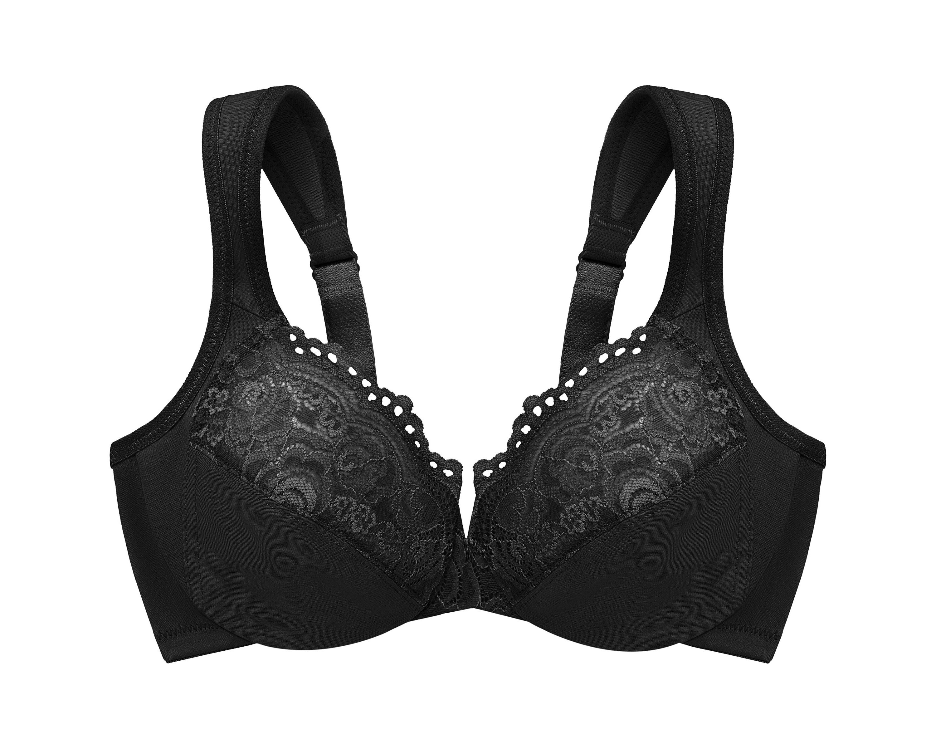 Full Figure Plus Size Low Cut WonderWire Lace Bra Underwire #1240