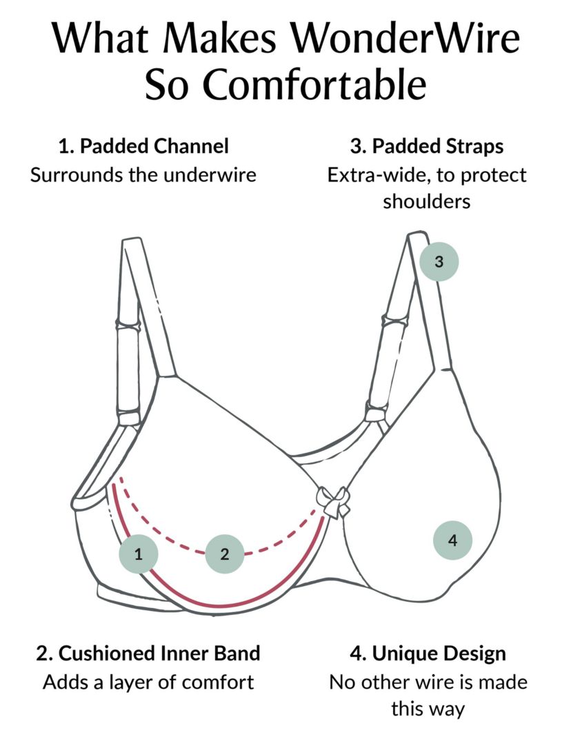 Full Figure Plus Size Low Cut WonderWire Lace Bra Underwire #1240
