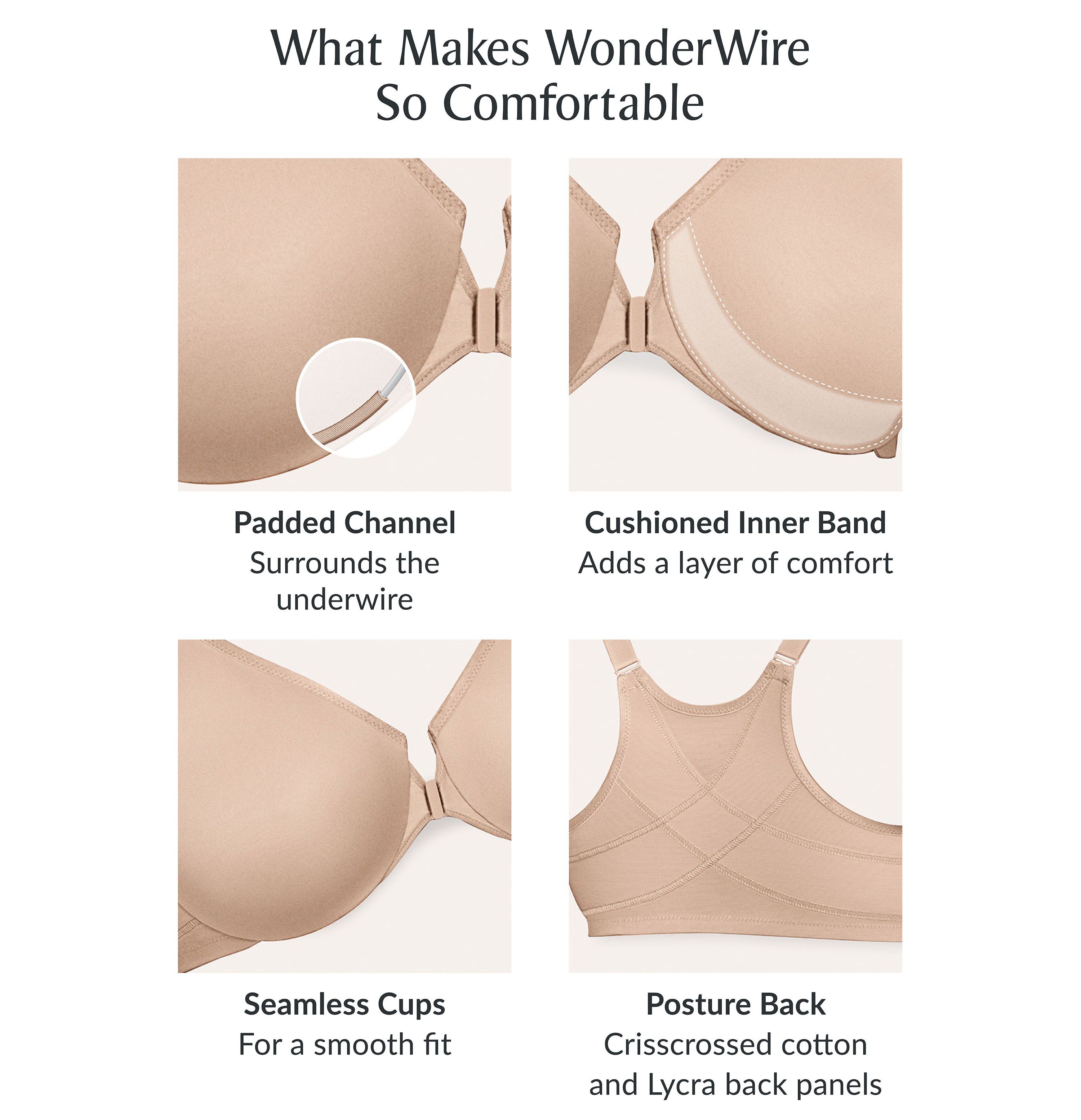 Full Figure Plus Size WonderWire Front-Closure Posture Back Bra Underwire #9265