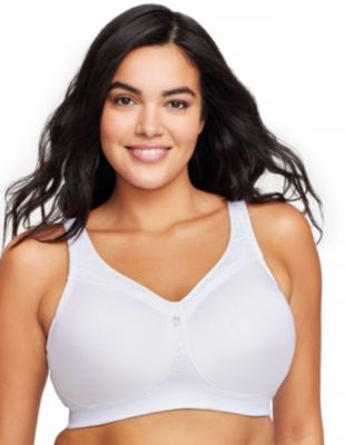 Glamorise Women's Full Figure Plus Size MagicLift Seamless Firm Support Bra Wirefree #1007, White, 44 C