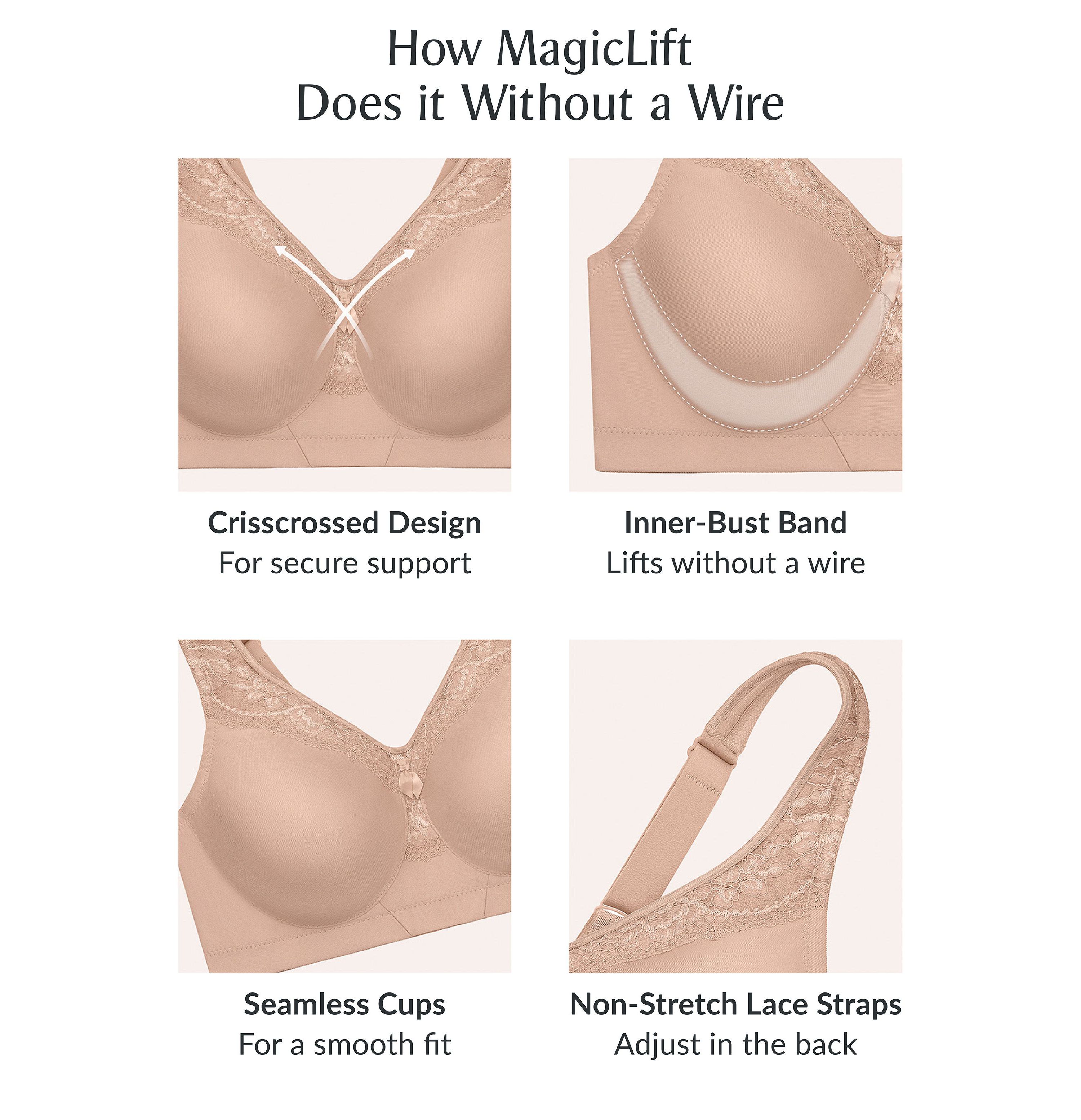 Full Figure Plus Size MagicLift Seamless Firm Support Bra Wirefree #1007