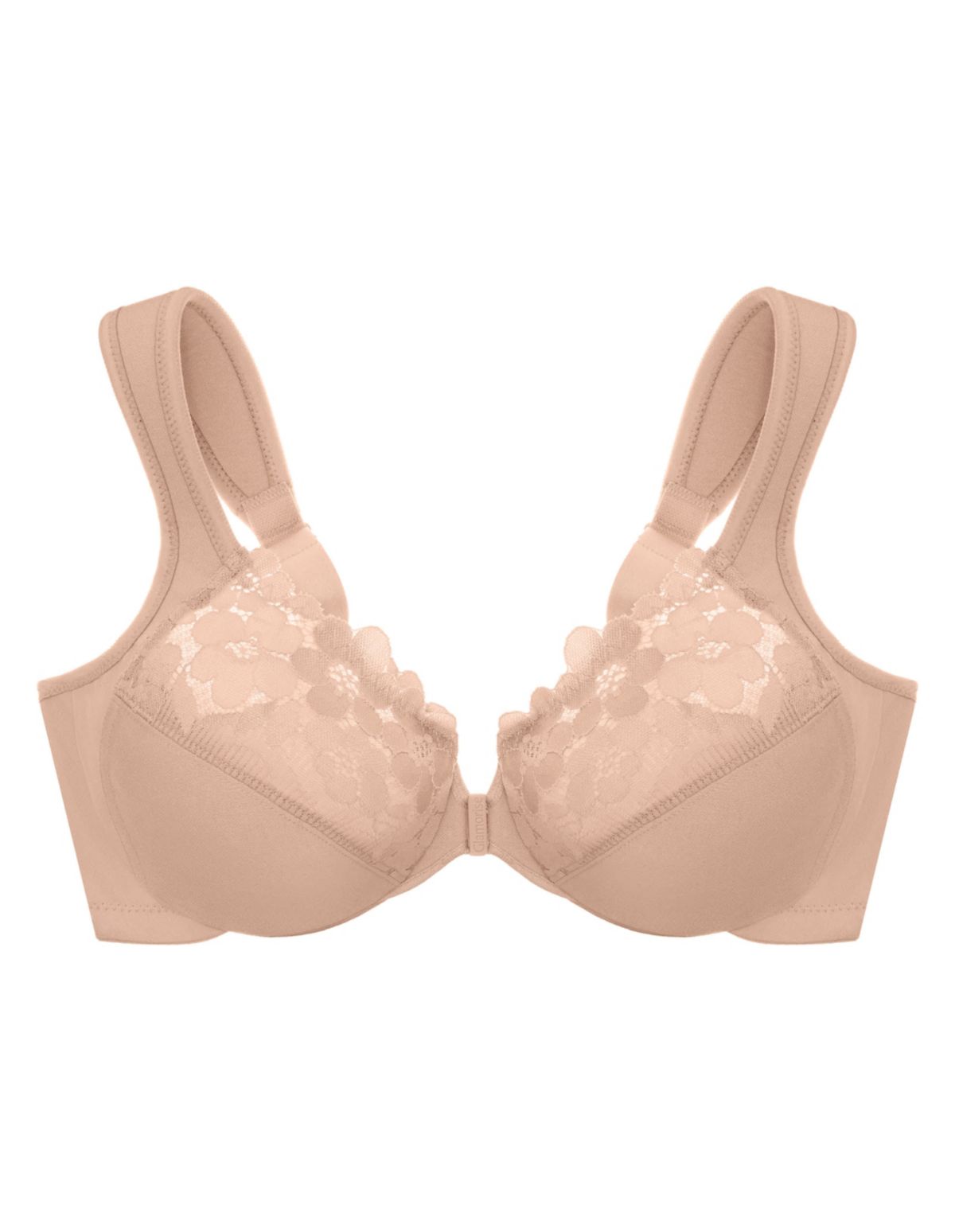 Full Figure Plus Size Front-Closure Cotton WonderWire Bra Underwire #1241