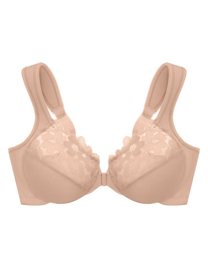 Full Figure Plus Size Front-Closure Cotton WonderWire Bra Underwire #1241