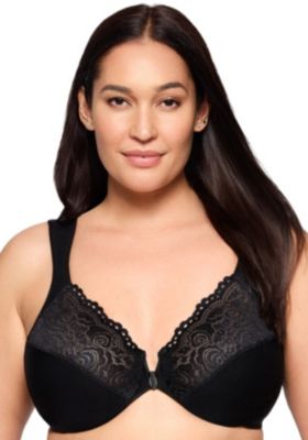Glamorise Women's Full Figure Plus Size WonderWire Front-Closure Posture Lace Bra Underwire #1255