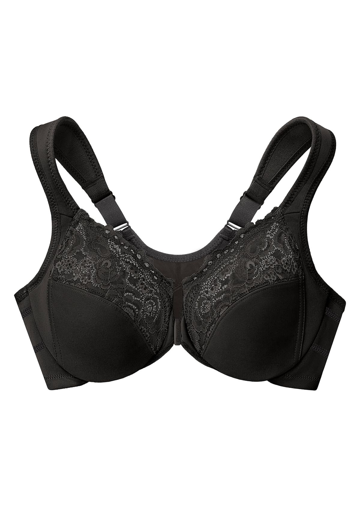 Full Figure Plus Size WonderWire Front-Closure Posture Lace Bra Underwire #1255