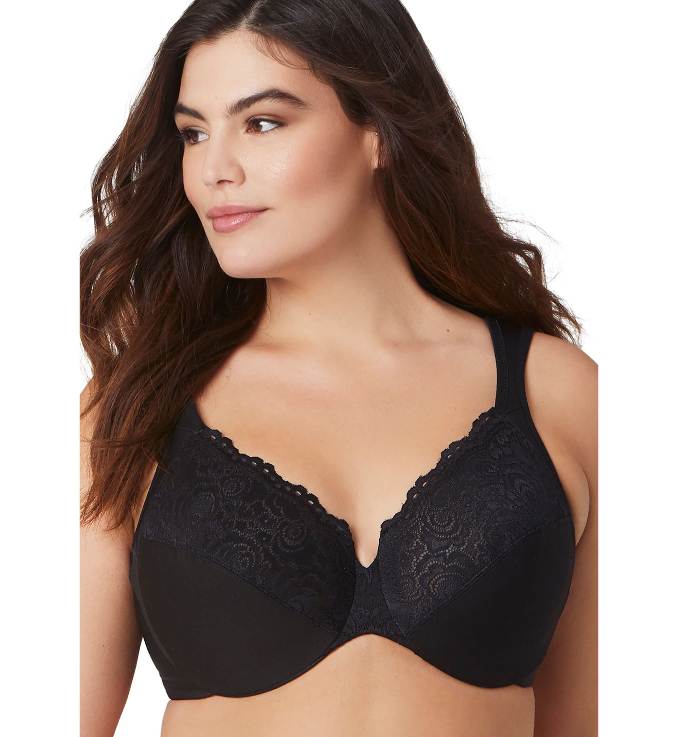 Full Figure Plus Size Low Cut WonderWire Lace Bra Underwire #1240