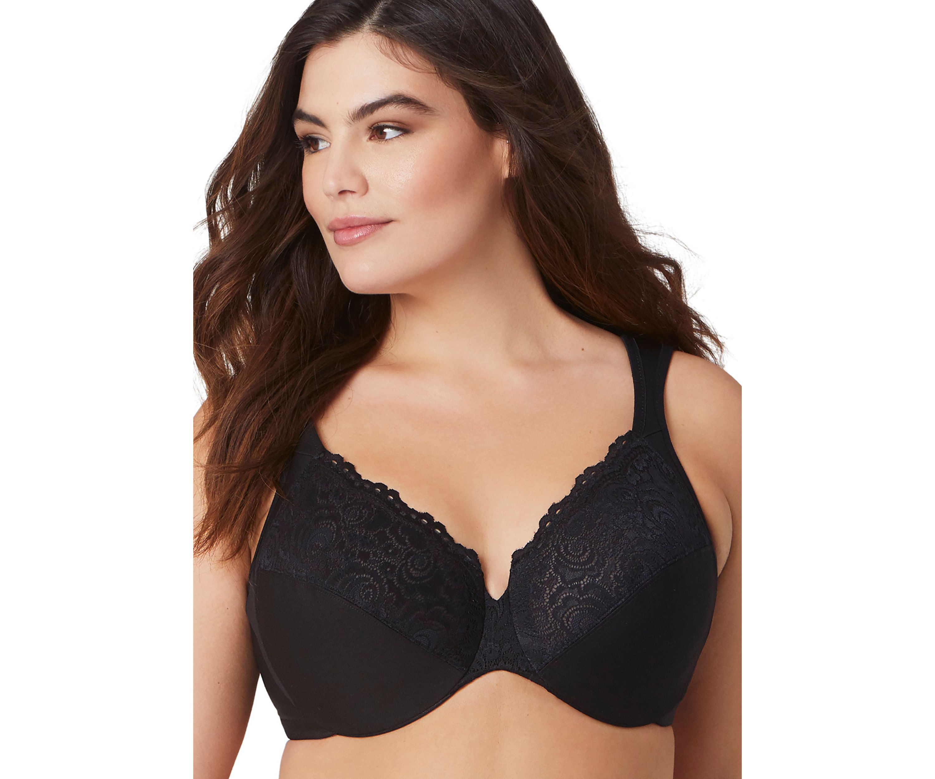 Full Figure Plus Size Low Cut WonderWire Lace Bra Underwire #1240