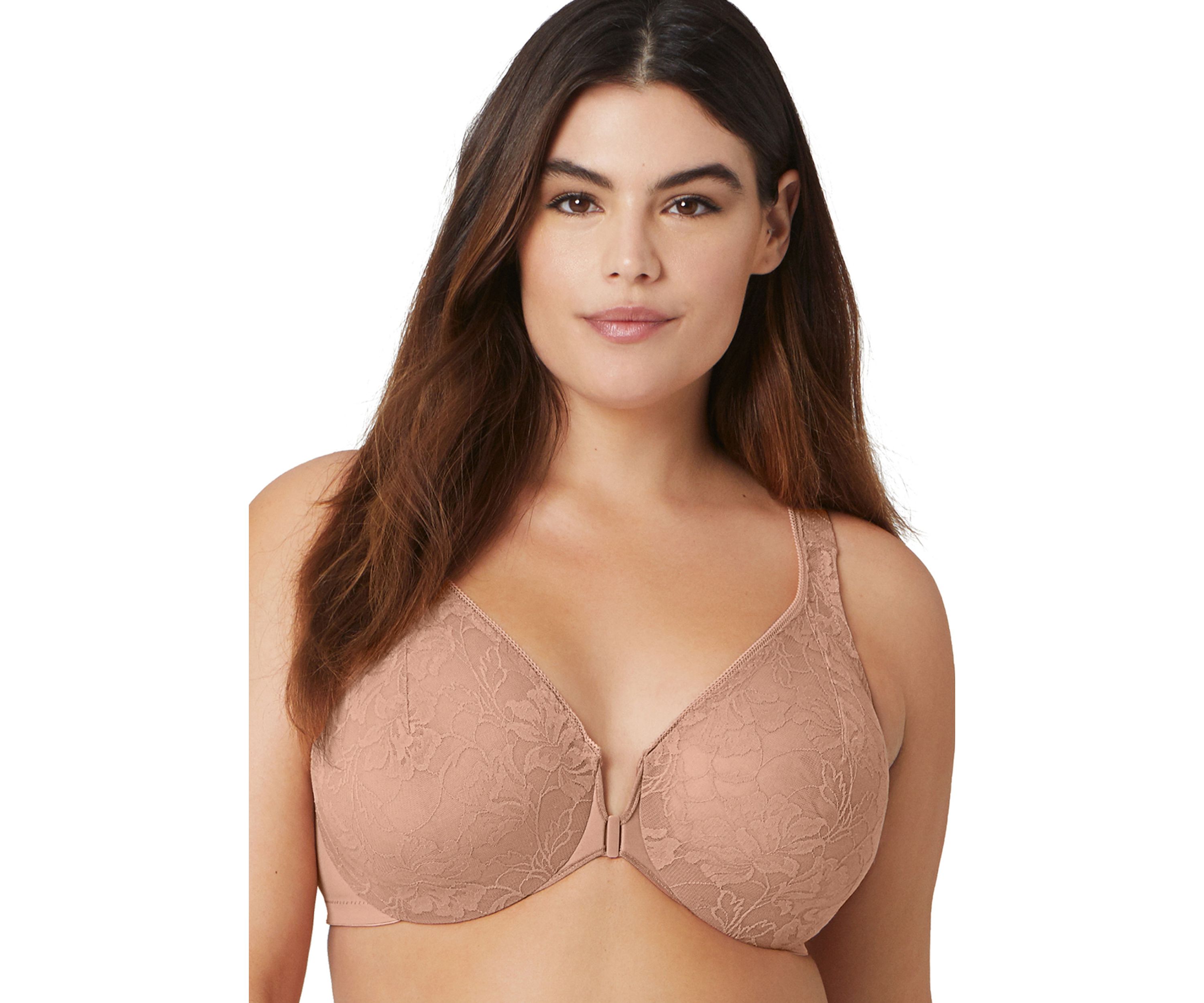 Full Figure Plus Size Lacey T-Back Front-Closure WonderWire Bra Underwire  #9246