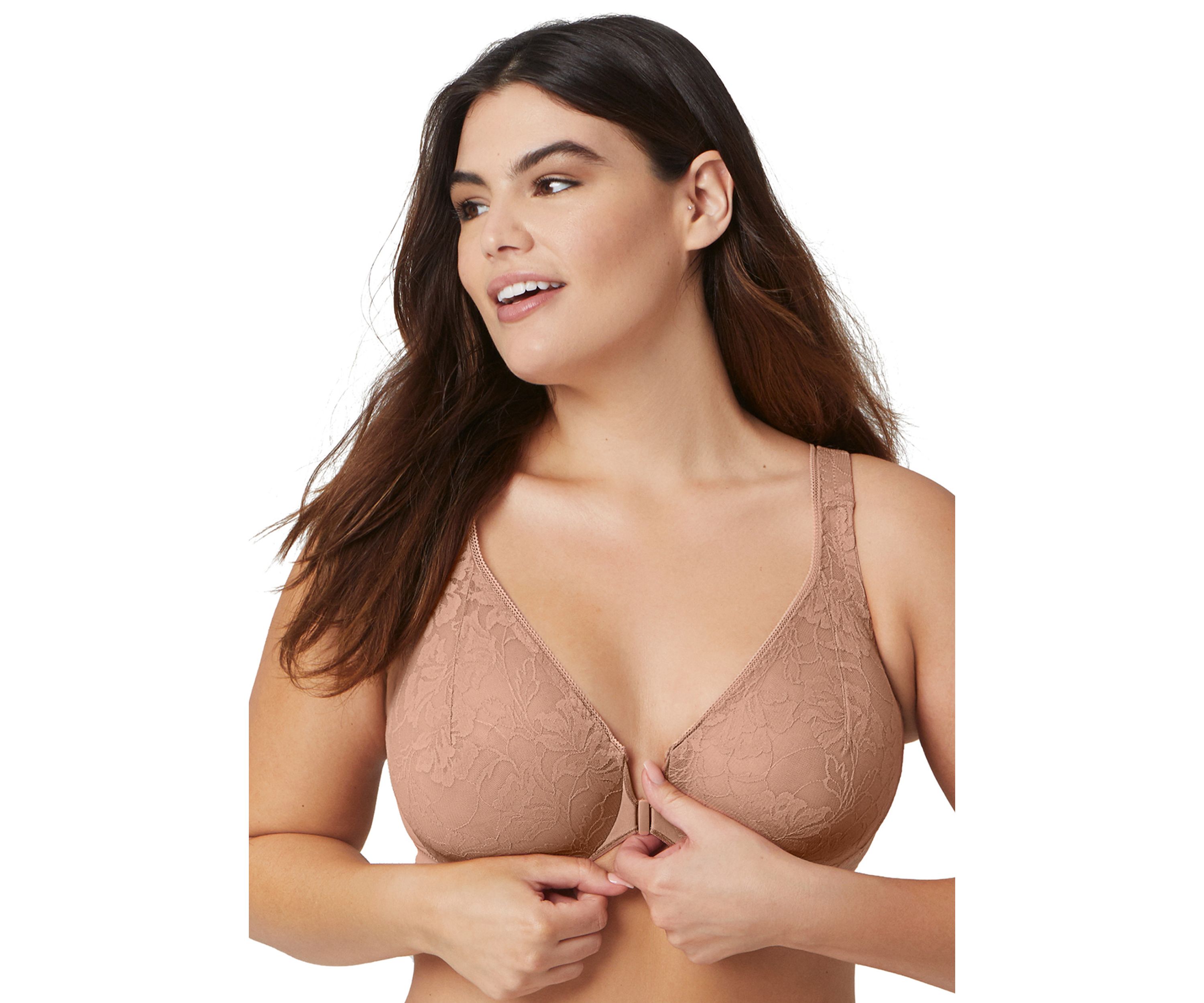 Full Figure Plus Size Lacey T-Back Front-Closure WonderWire Bra Underwire  #9246