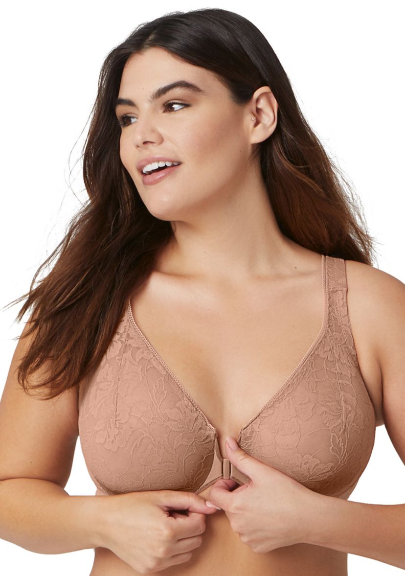 Full Figure Plus Size Lacey T-Back Front-Closure WonderWire Bra Underwire  #9246