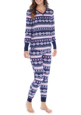 New Directions® Two-piece Henley Jogger Micro Pajama Set 