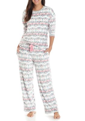 New Directions® Women's 2 Piece Velour Drop Shoulder Pajama Set | belk