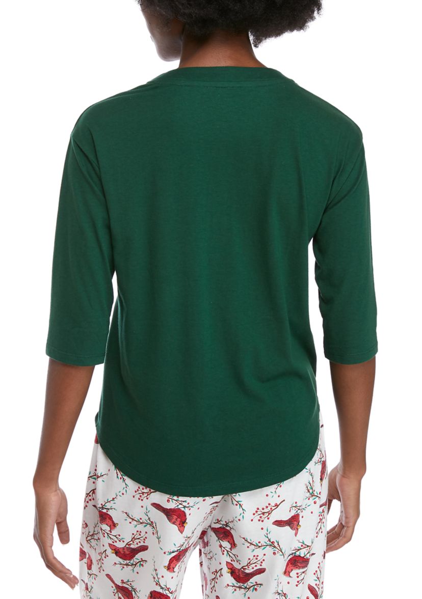 3/4 Sleeve Henley Sleep Shirt