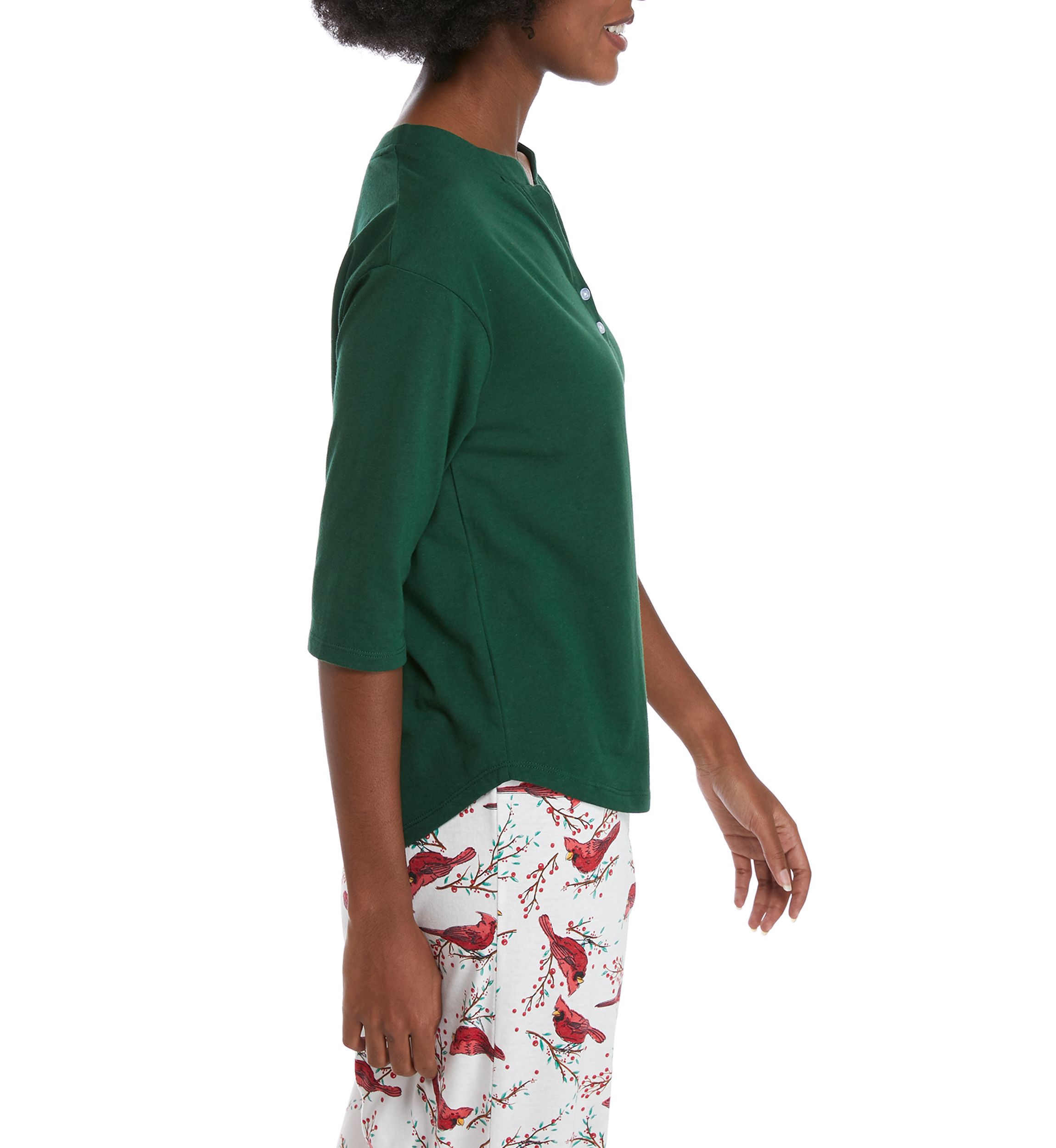 3/4 Sleeve Henley Sleep Shirt