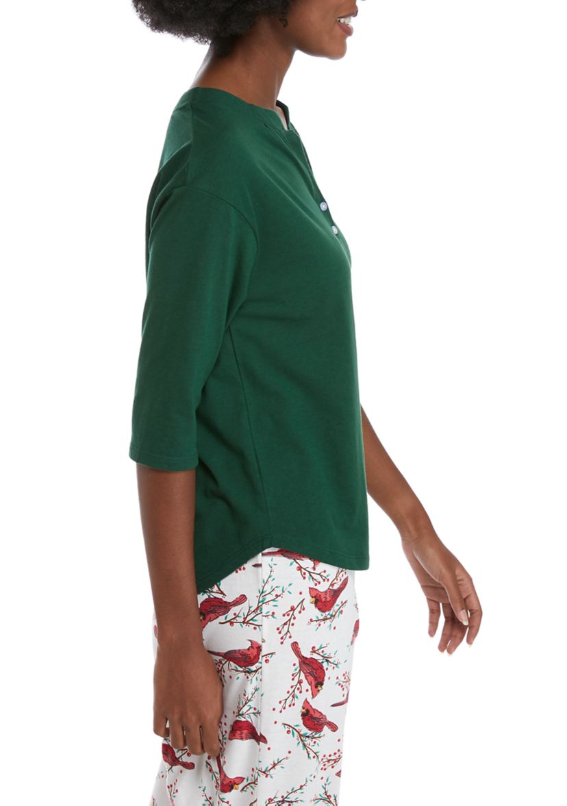 3/4 Sleeve Henley Sleep Shirt