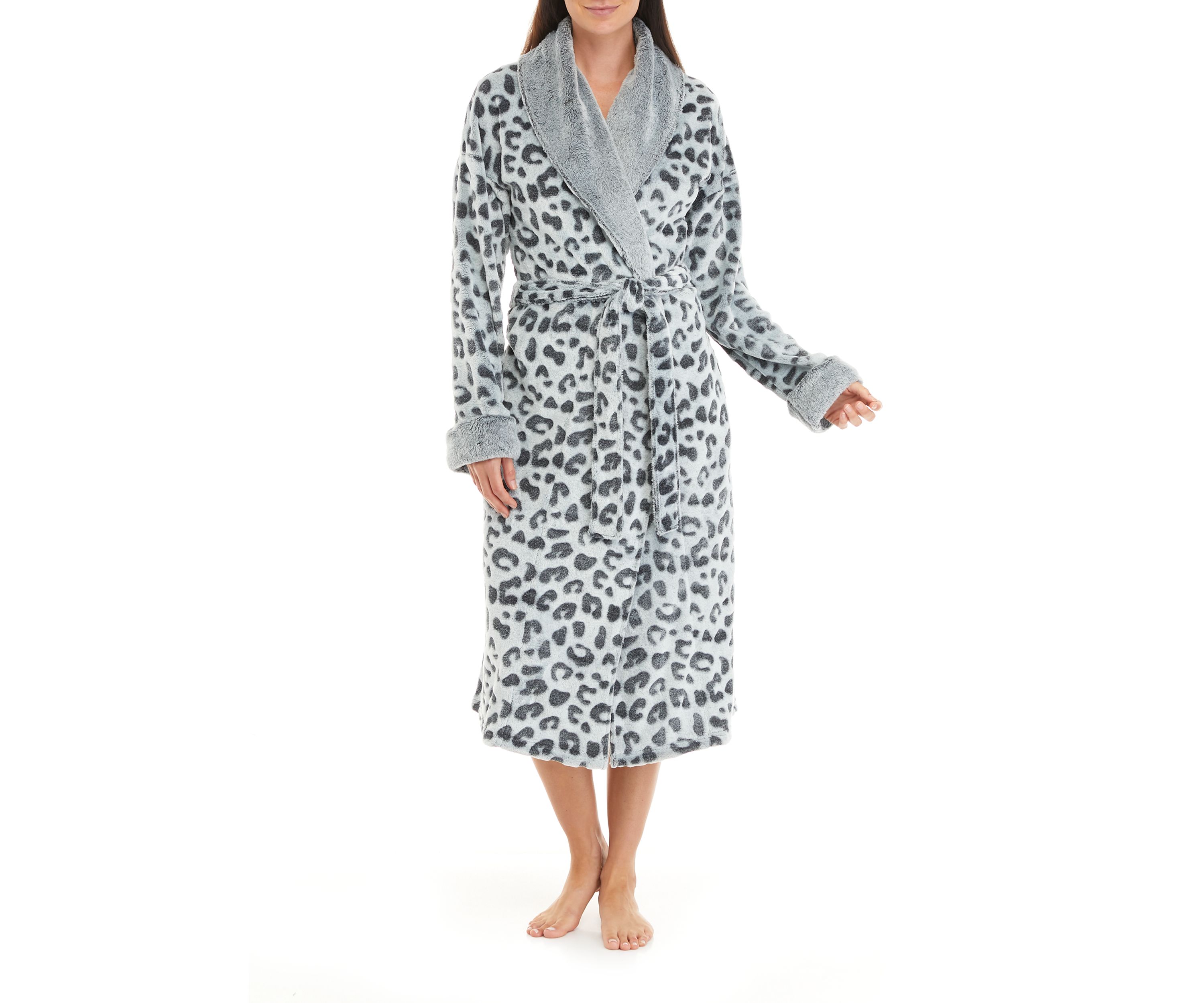 Womens Embossed Leopard Robe