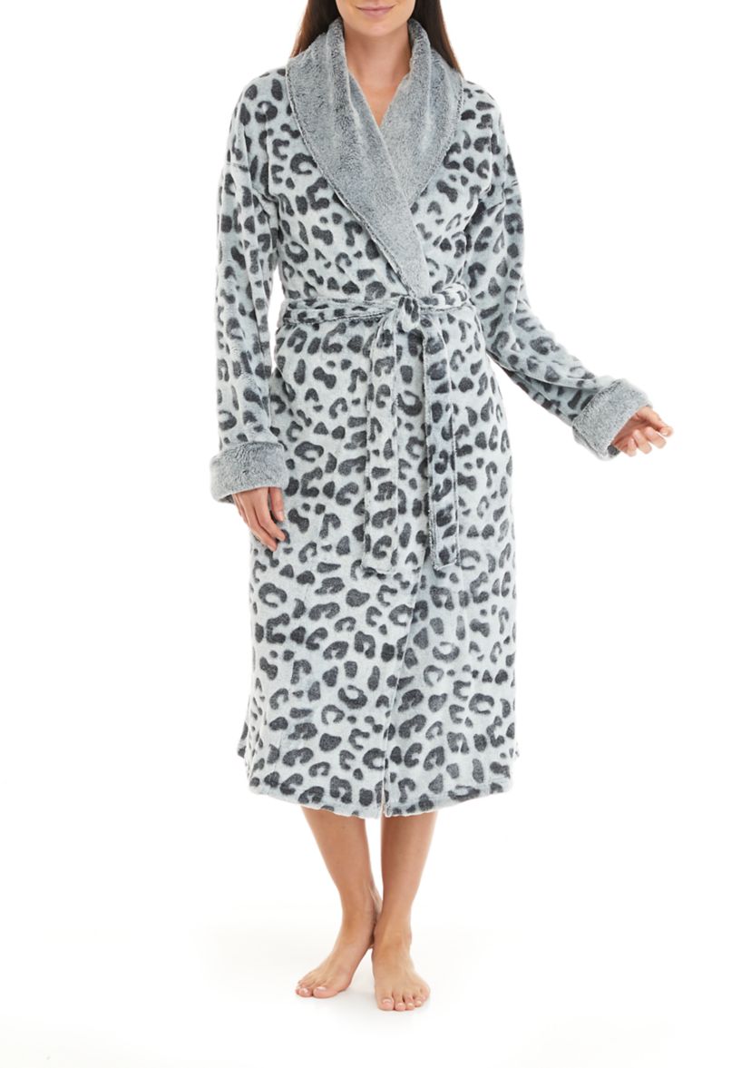 Womens Embossed Leopard Robe