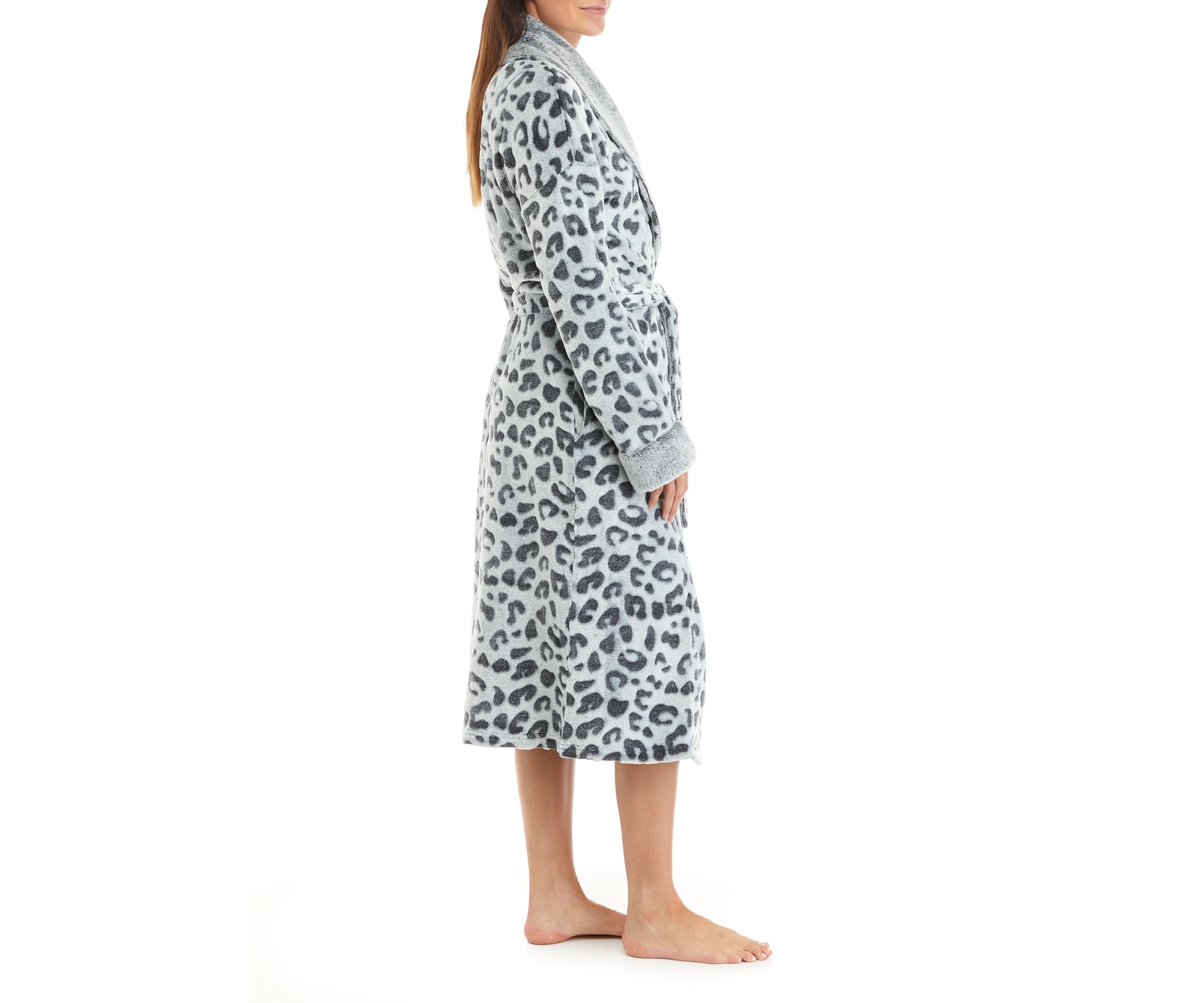 Womens Embossed Leopard Robe
