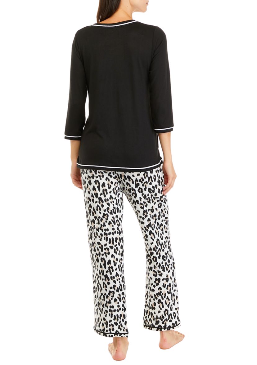 Womens 3/4 Sleeve Whisper Soft Pajama Set 