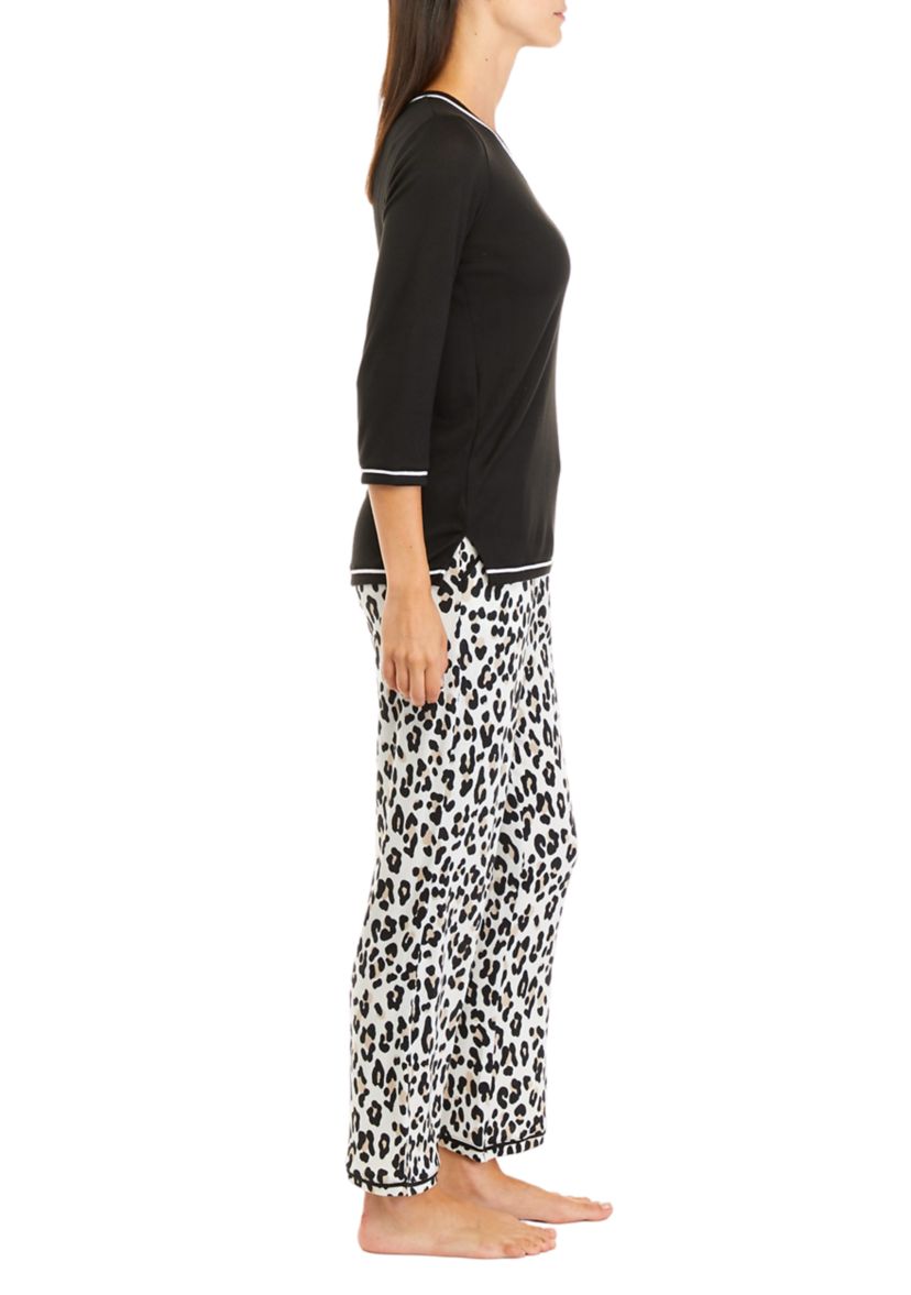 Womens 3/4 Sleeve Whisper Soft Pajama Set 