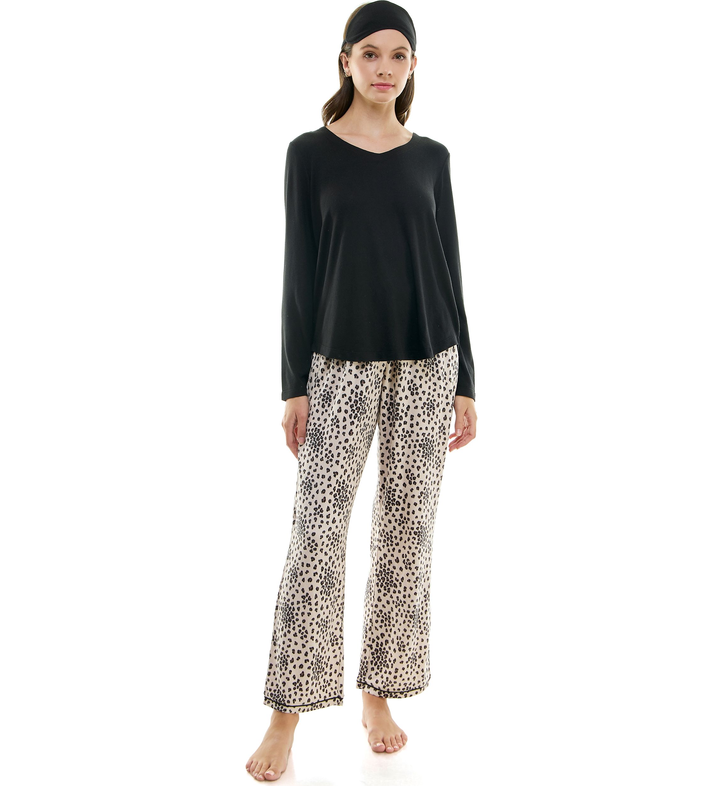 Womens Whisper Luxe Folded Pajama Set with Eye Mask