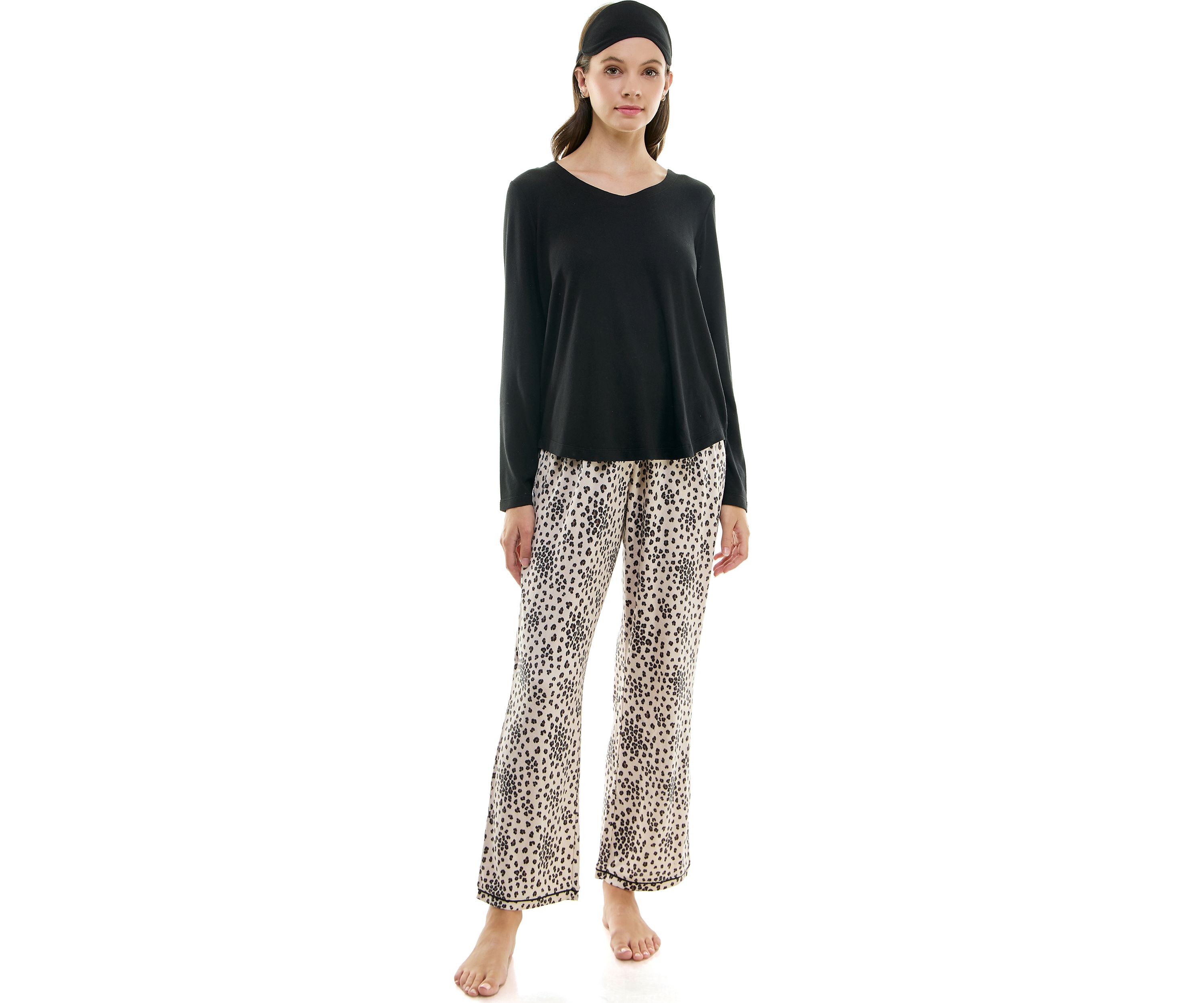 Womens Whisper Luxe Folded Pajama Set with Eye Mask