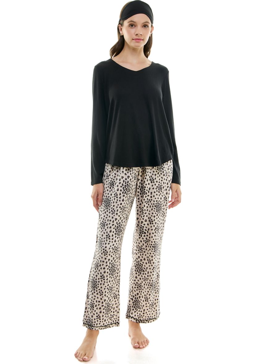 Womens Whisper Luxe Folded Pajama Set with Eye Mask