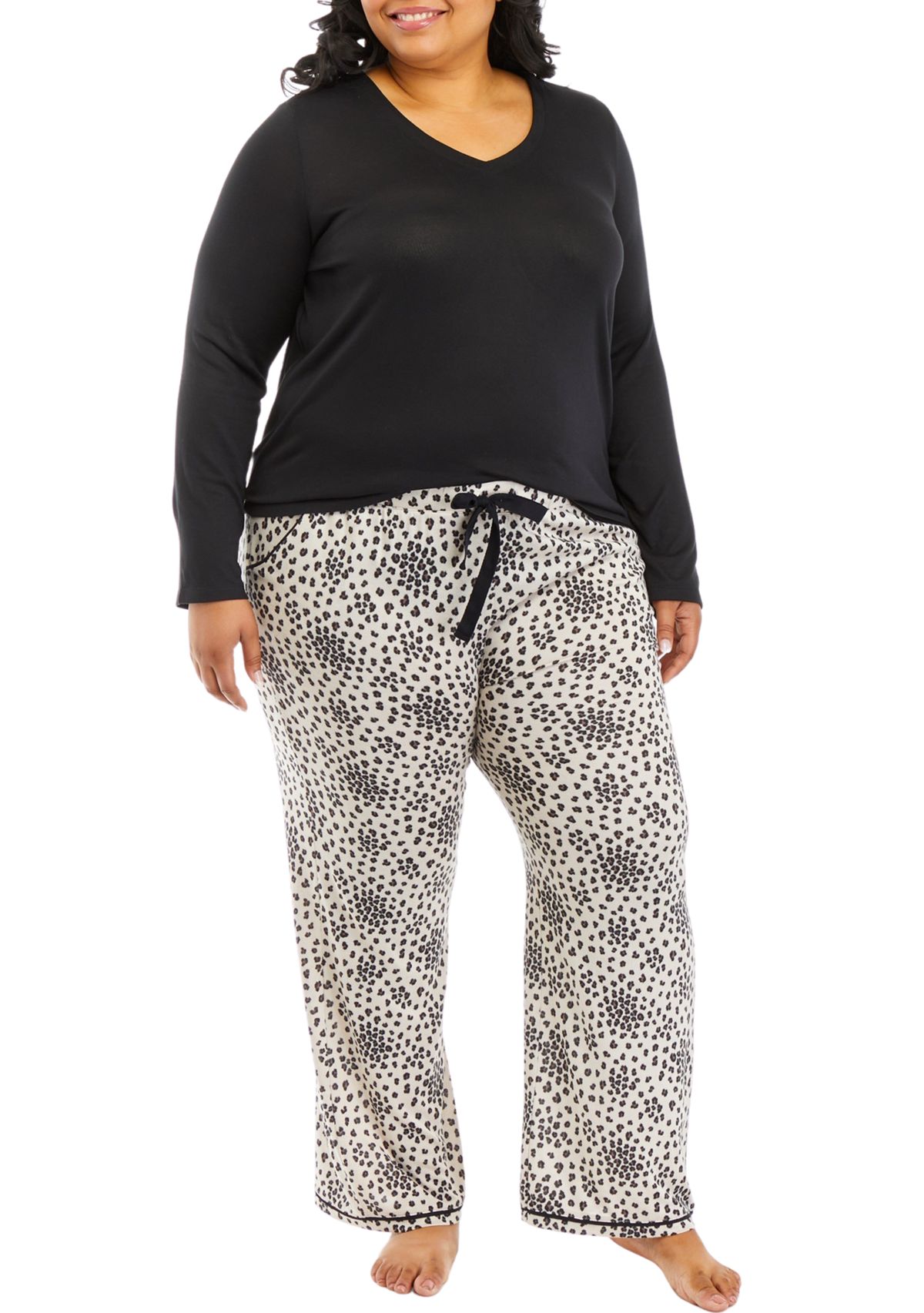 Plus Size Whisperluxe Folded Pajama Set with Eye Mask 