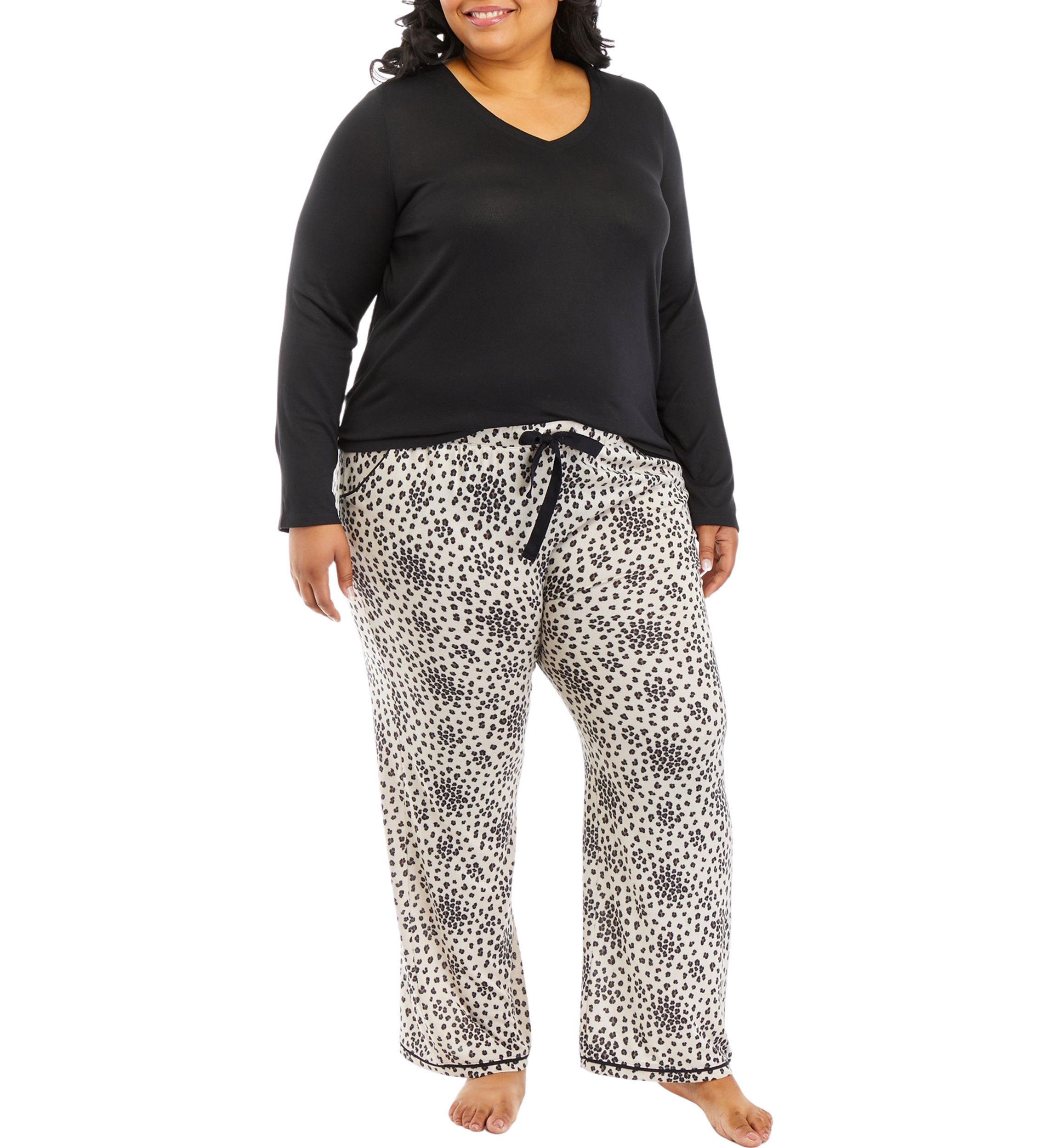 Plus Size Whisperluxe Folded Pajama Set with Eye Mask 