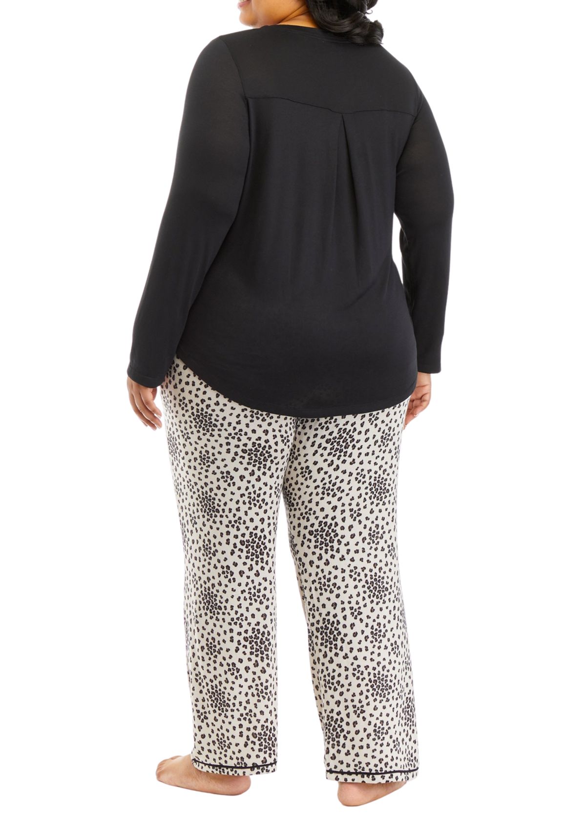 Plus Size Whisperluxe Folded Pajama Set with Eye Mask 
