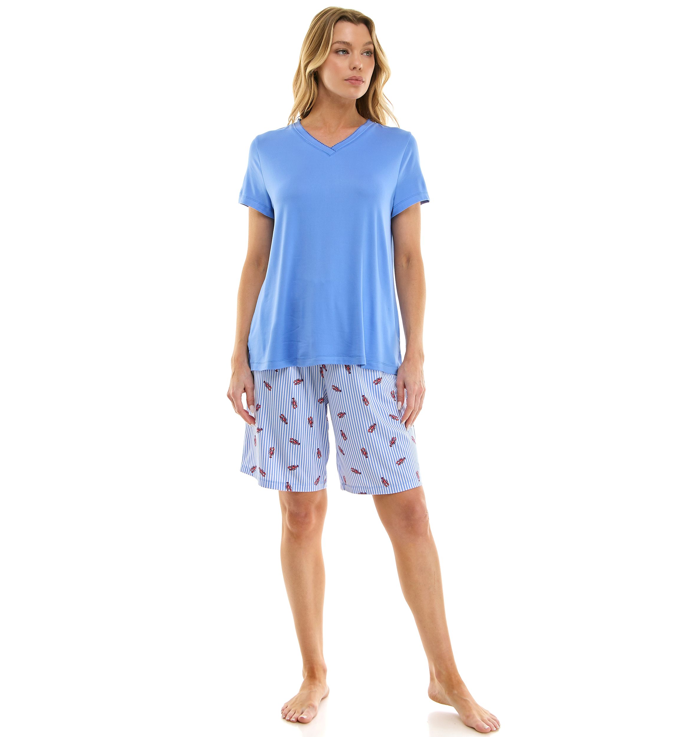Womens Short Sleeve Bermuda Pajama Set