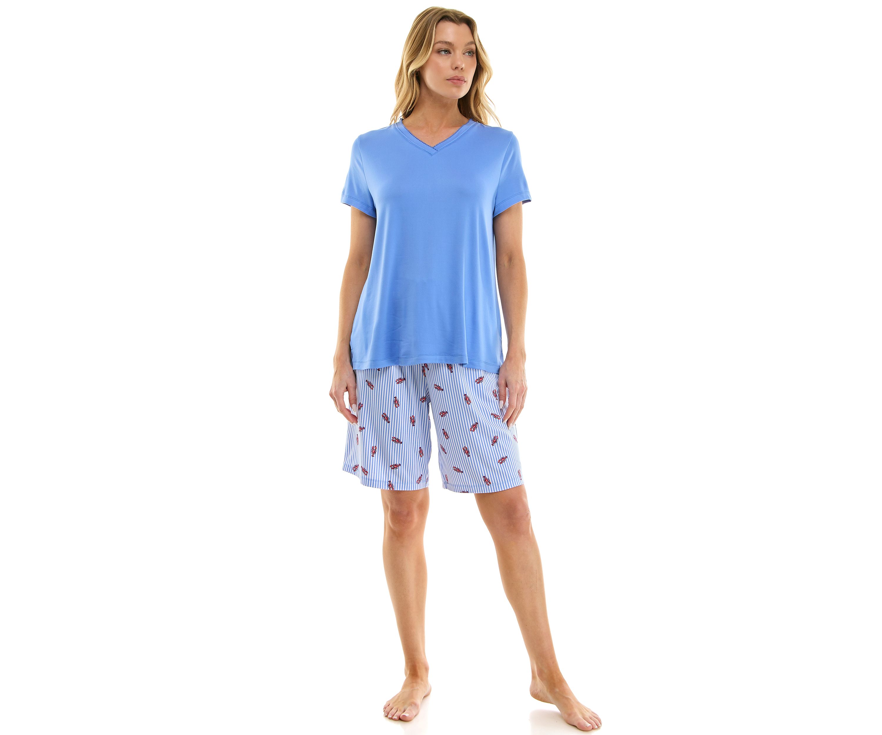 Womens Short Sleeve Bermuda Pajama Set