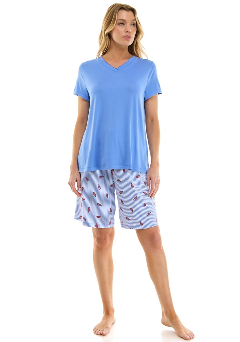 Womens Short Sleeve Bermuda Pajama Set