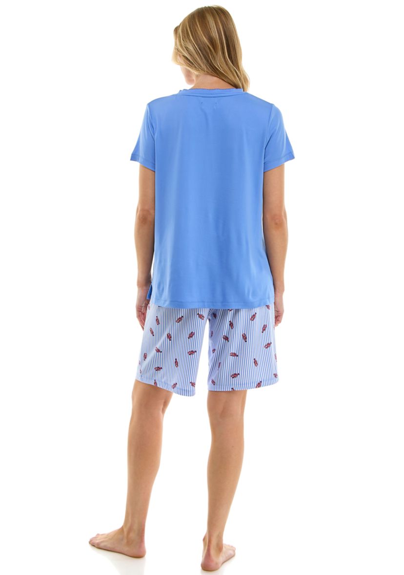 Womens Short Sleeve Bermuda Pajama Set
