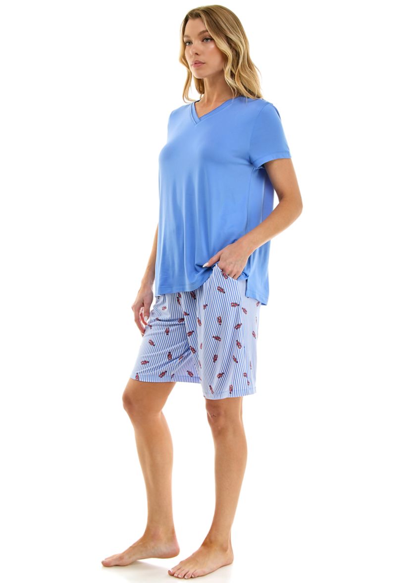 Womens Short Sleeve Bermuda Pajama Set