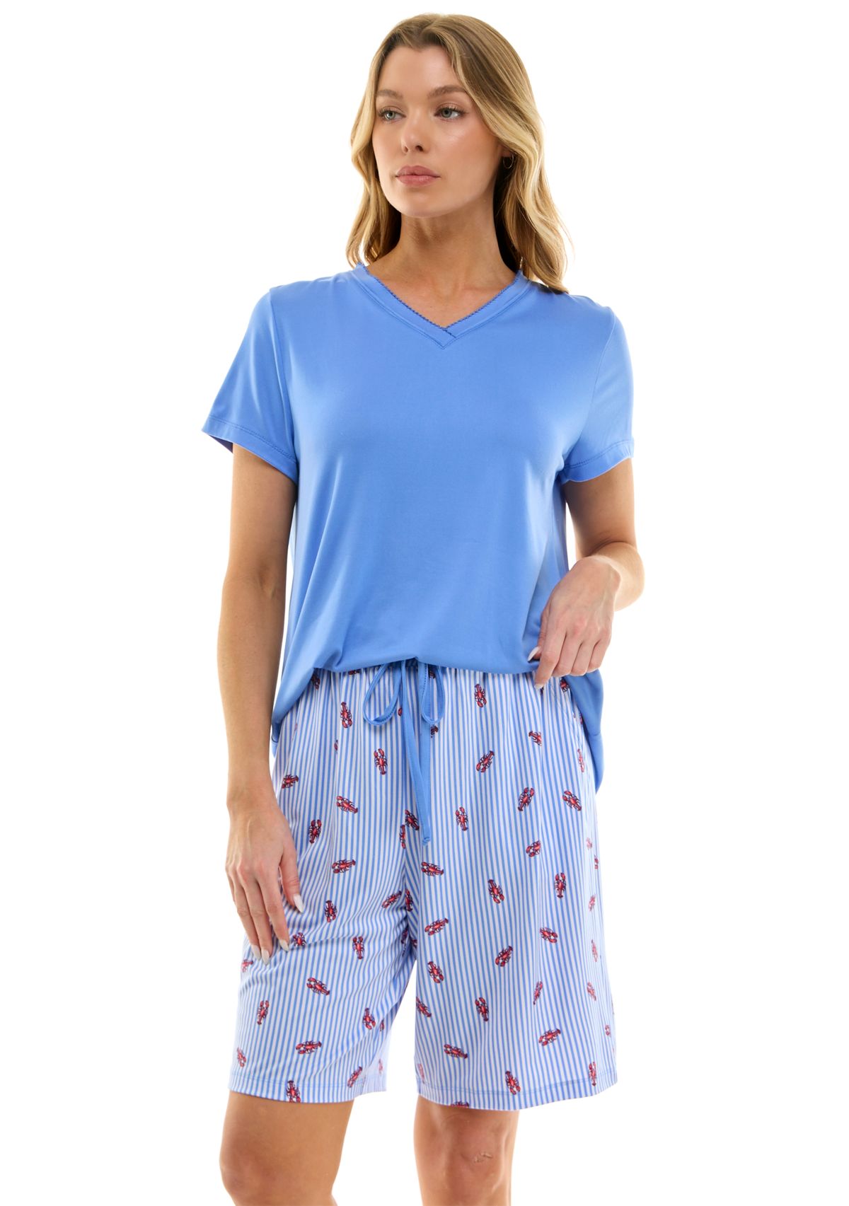 Womens Short Sleeve Bermuda Pajama Set