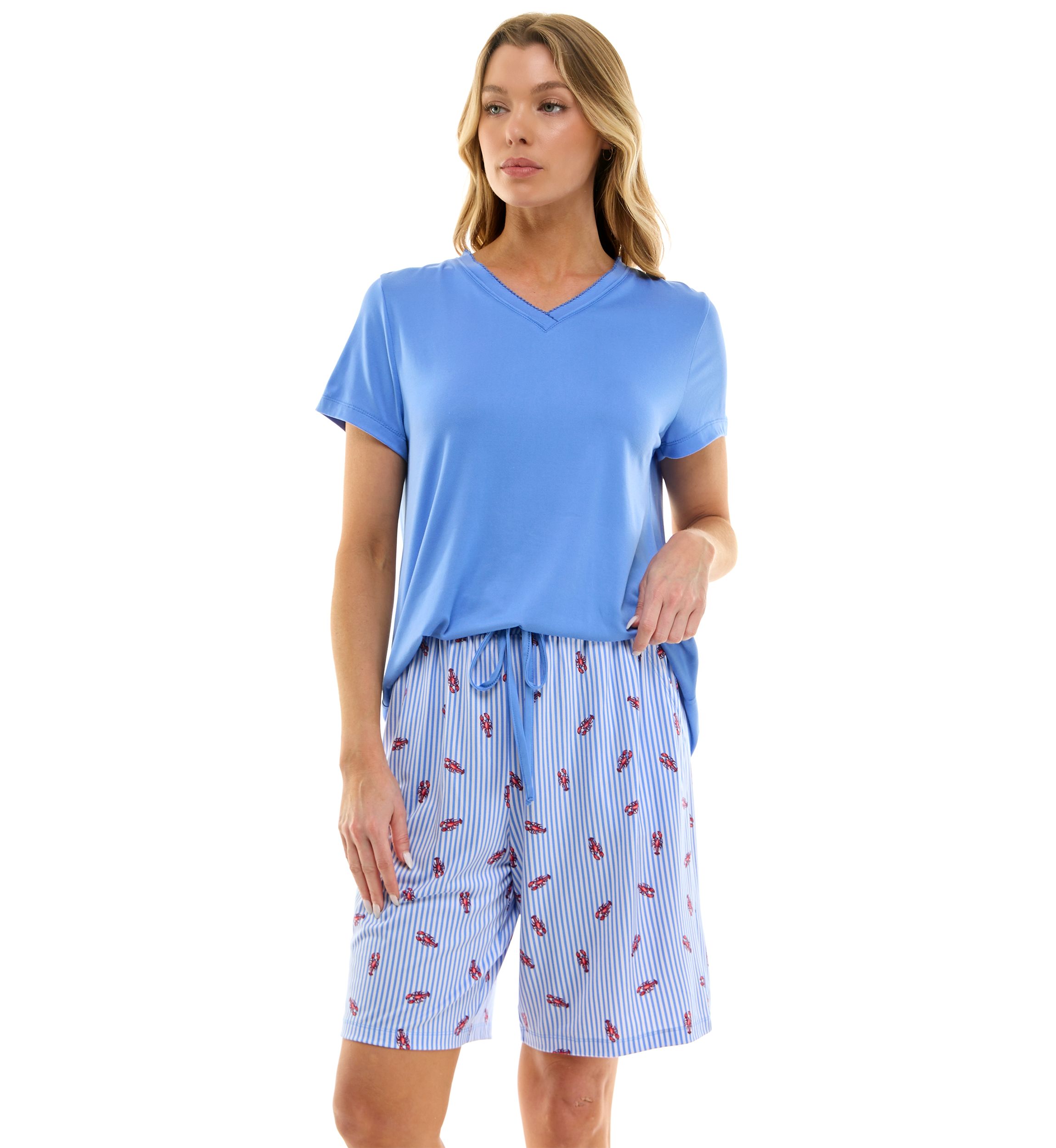 Womens Short Sleeve Bermuda Pajama Set