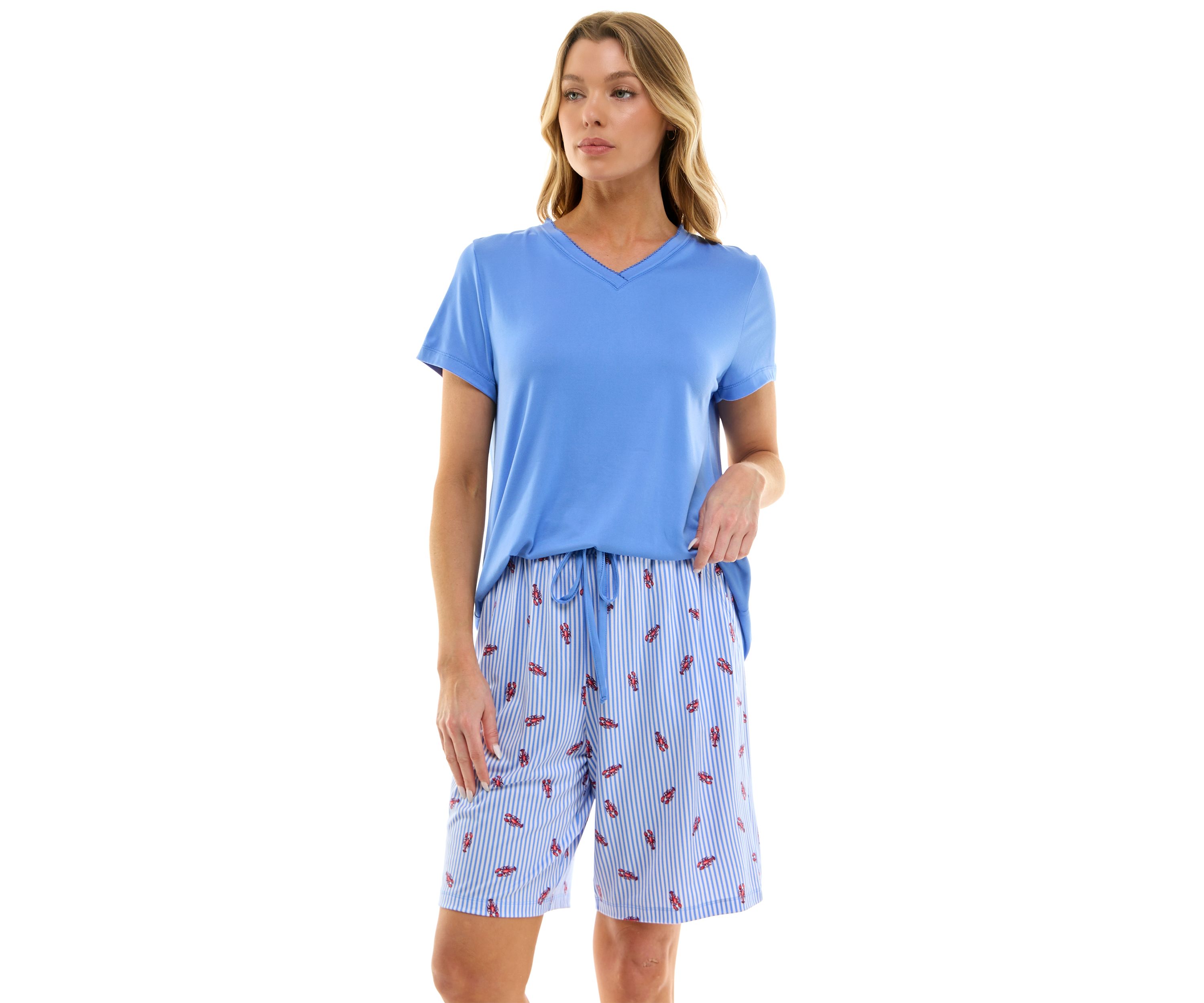 Womens Short Sleeve Bermuda Pajama Set