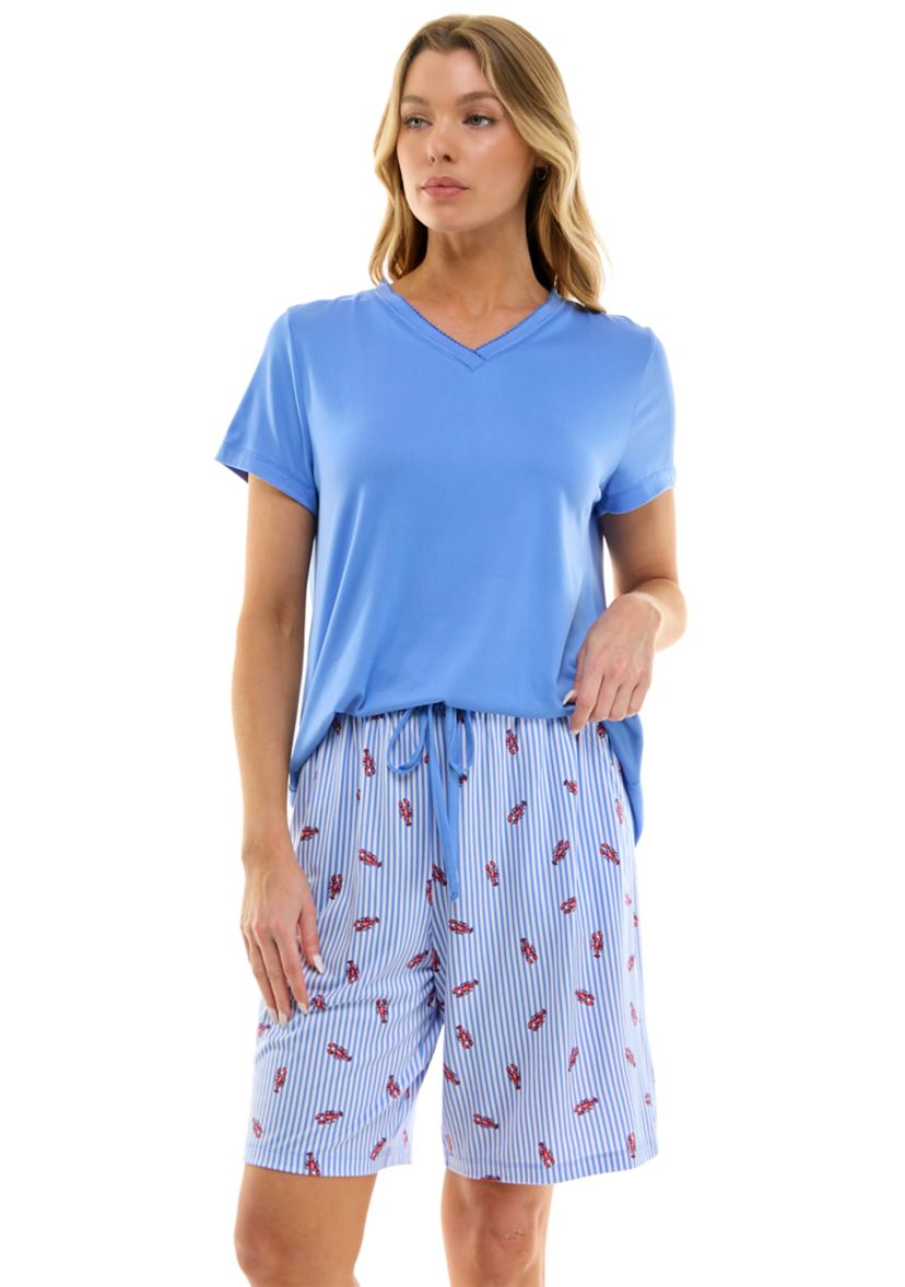 Womens Short Sleeve Bermuda Pajama Set