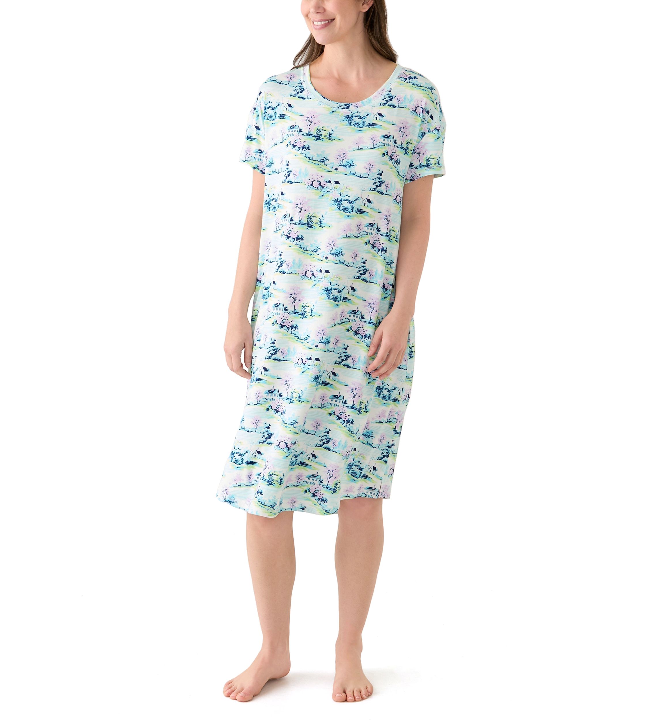 Womens Short Sleeve Midi Sleepshirt 