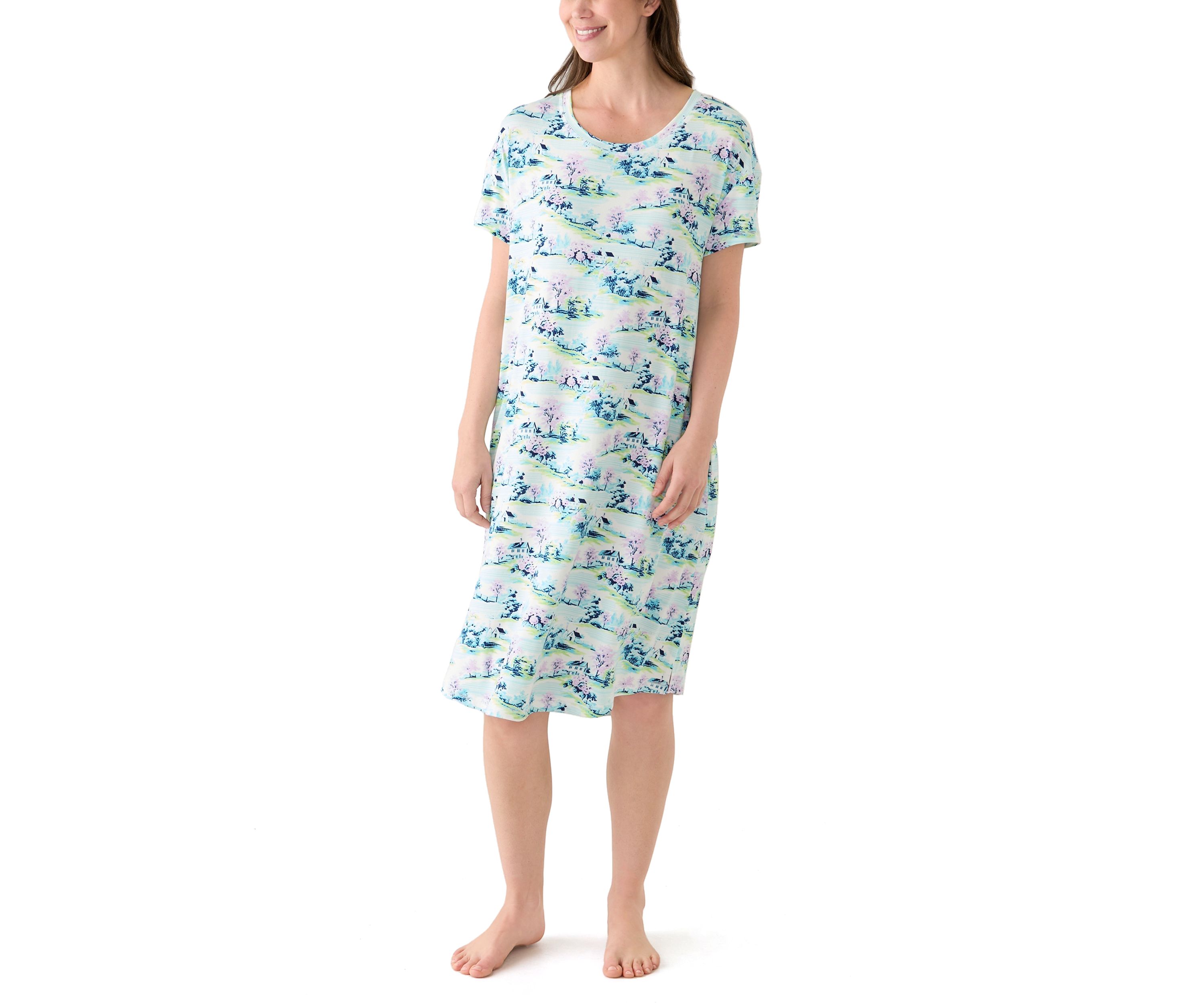 Womens Short Sleeve Midi Sleepshirt 