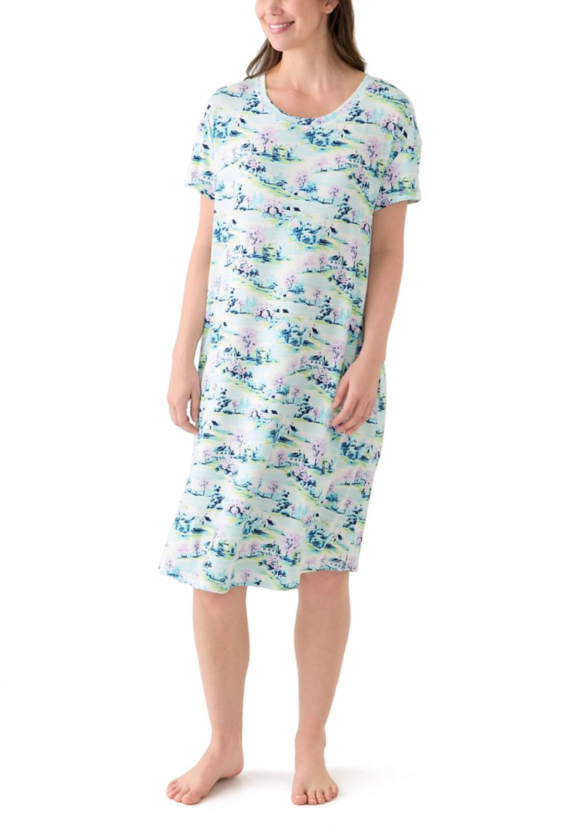 Womens Short Sleeve Midi Sleepshirt 