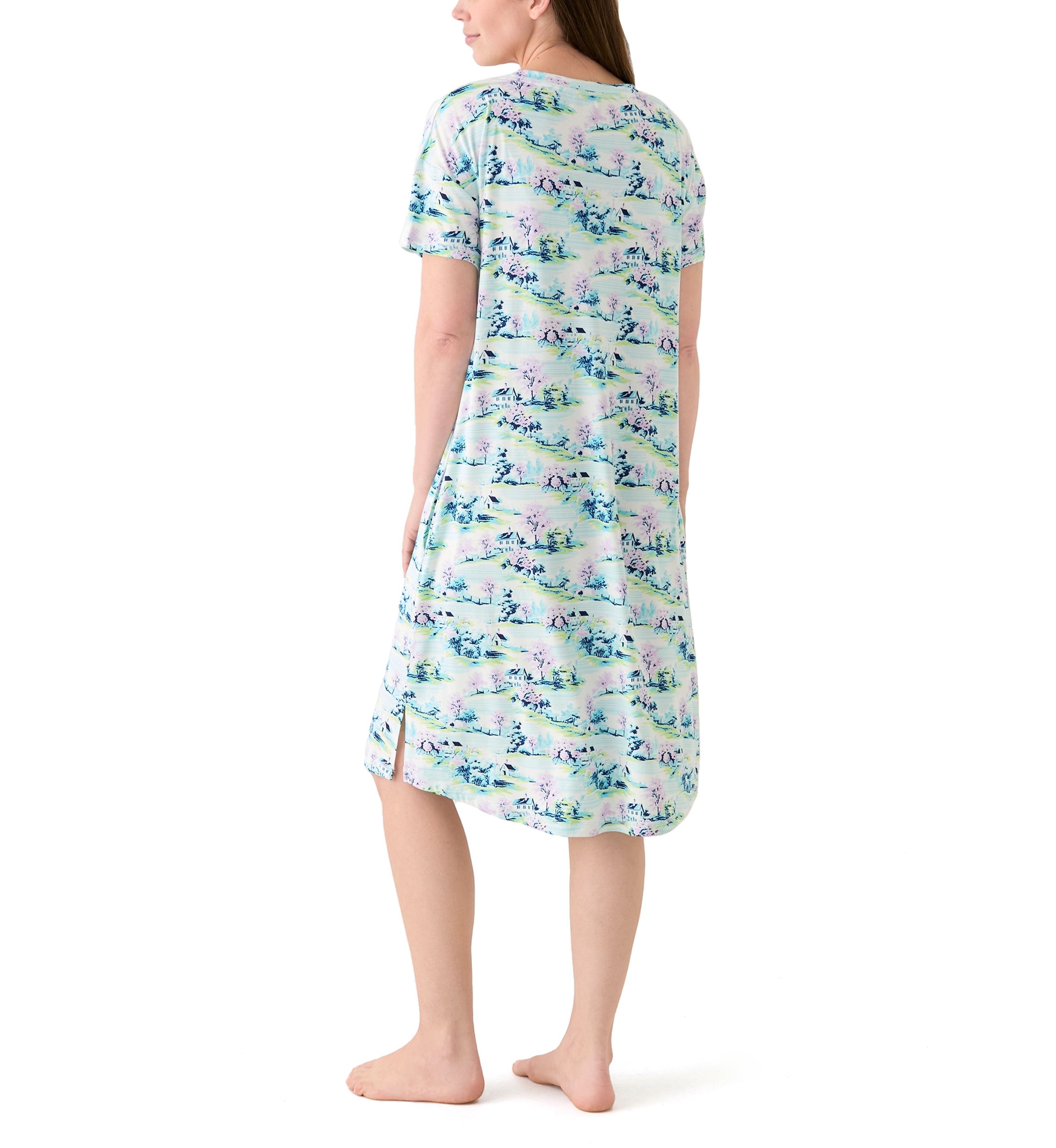 Womens Short Sleeve Midi Sleepshirt 