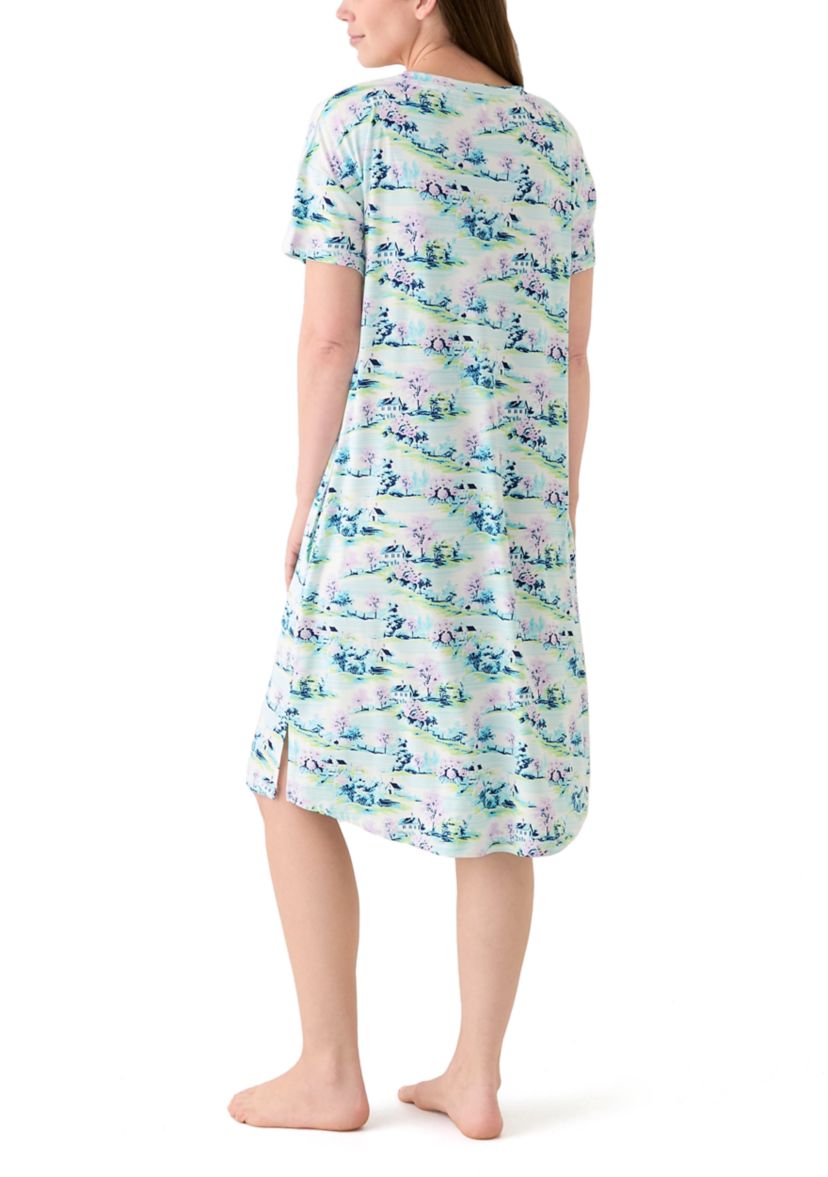 Womens Short Sleeve Midi Sleepshirt 