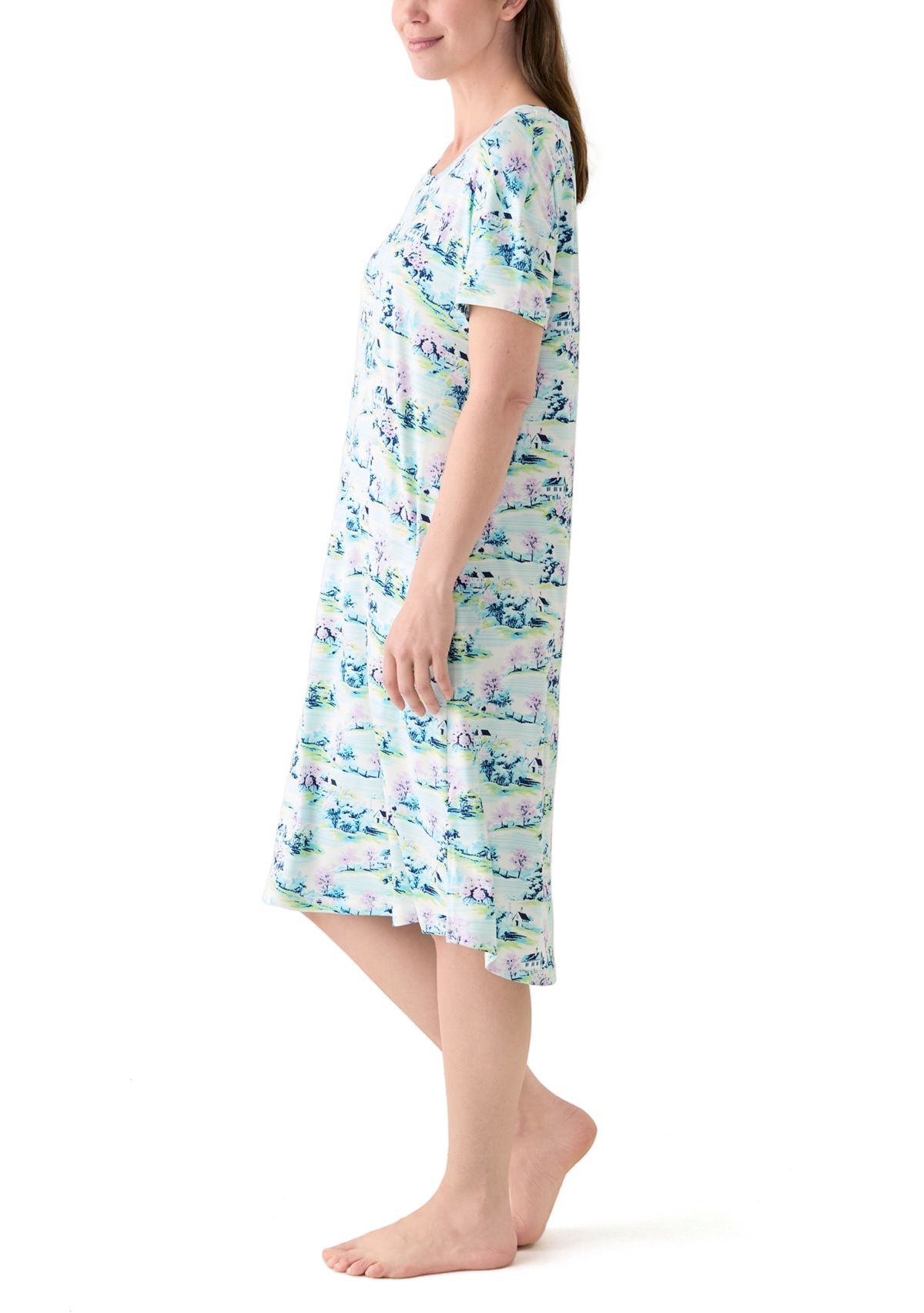 Womens Short Sleeve Midi Sleepshirt 